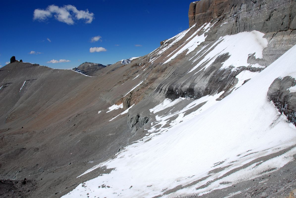 28 Bottom Of Kailash South Face And Atma Linga From The 13 Golden Chortens On Mount Kailash South Face In Saptarishi Cave On Mount Kailash Inner Kora Nandi Parikrama My view now looked across the bottom of the Mount Kailash South Face with the Atma Linga in the foreground, taken from the 13 Golden Chortens On Mount Kailash South Face In Saptarishi Cave.